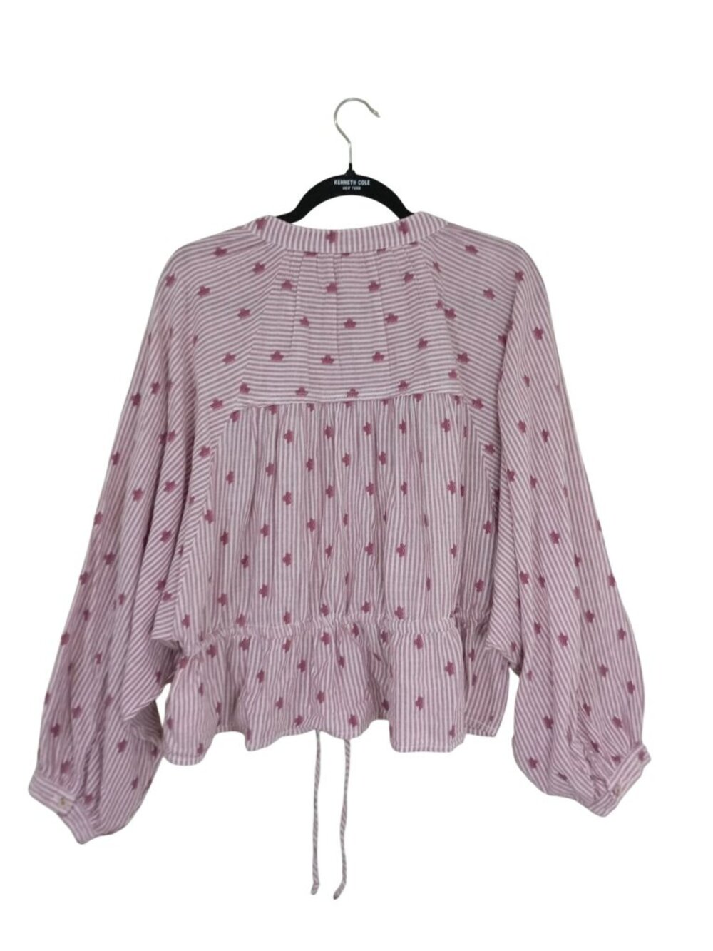 Pilcro Pink Striped & Embroidered Cotton Button-Down Peasant Blouse XL - Picture 10 of 10